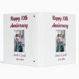 Happy 10th anniversary photo wedding couple name d 3 ring binder