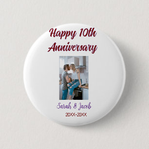 Happy 10th anniversary photo wedding couple name d button