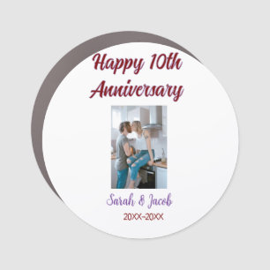 Happy 10th anniversary photo wedding couple name d car magnet