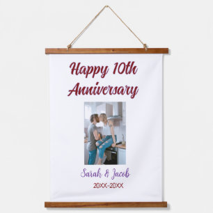 Happy 10th anniversary photo wedding couple name d hanging tapestry
