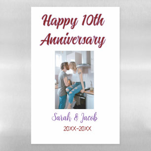 Happy 10th anniversary photo wedding couple name d magnetic dry erase sheet