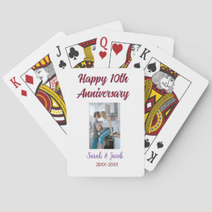 Happy 10th anniversary photo wedding couple name d poker cards