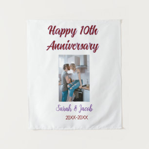 Happy 10th anniversary photo wedding couple name d tapestry