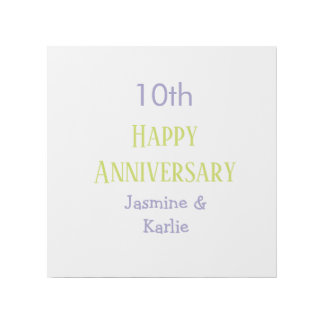 happy 10th anniversary purple pastel green bold gallery wrap