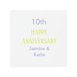 happy 10th anniversary purple pastel green bold metal print