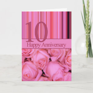 Happy 10th Anniversary roses Postcard