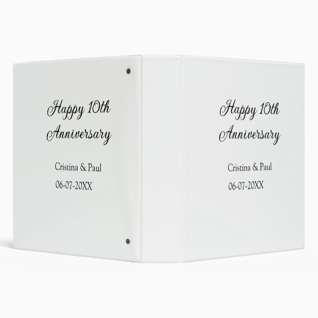 Happy 10th anniversary simple minimal wedding name 3 ring binder (Background)