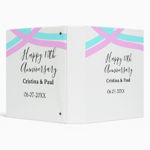 Happy 10th anniversary simple minimal wedding name 3 ring binder