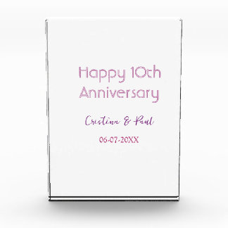Happy 10th anniversary simple minimal wedding name acrylic award