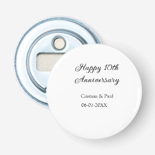 Happy 10th anniversary simple minimal wedding name bottle opener