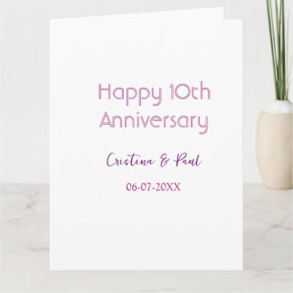 Happy 10th anniversary simple minimal wedding name card