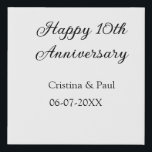 Happy 10th anniversary simple minimal wedding name faux canvas print<br><div class="desc">design</div>