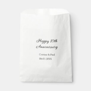 Happy 10th anniversary simple minimal wedding name favor bag