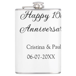 Happy 10th anniversary simple minimal wedding name flask