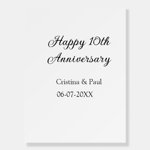 Happy 10th anniversary simple minimal wedding name foam board