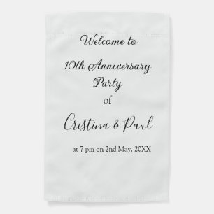 Happy 10th anniversary simple minimal wedding name garden flag