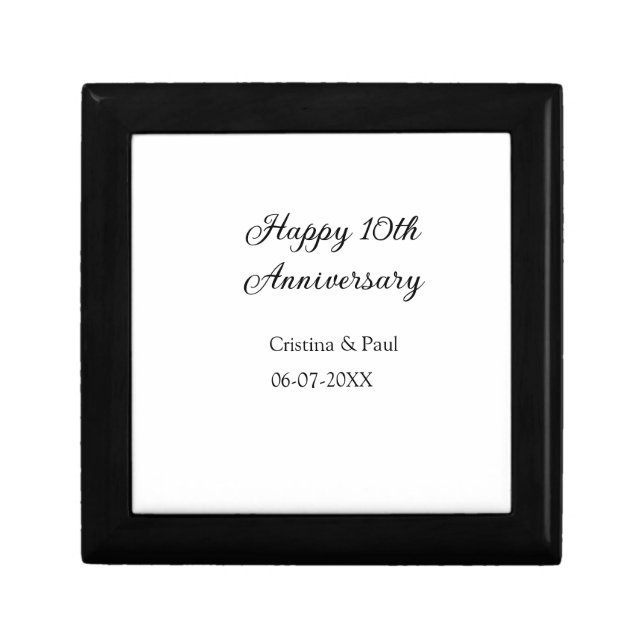 Happy 10th anniversary simple minimal wedding name gift box (Front)