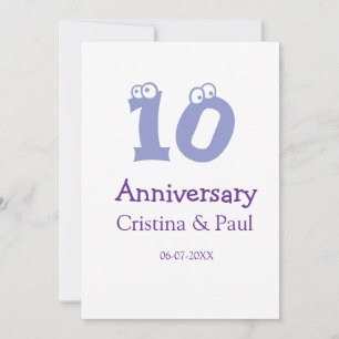 Happy 10th anniversary simple minimal wedding name invitation