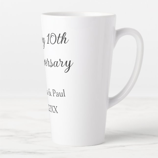 Happy 10th anniversary simple minimal wedding name latte mug (Right)