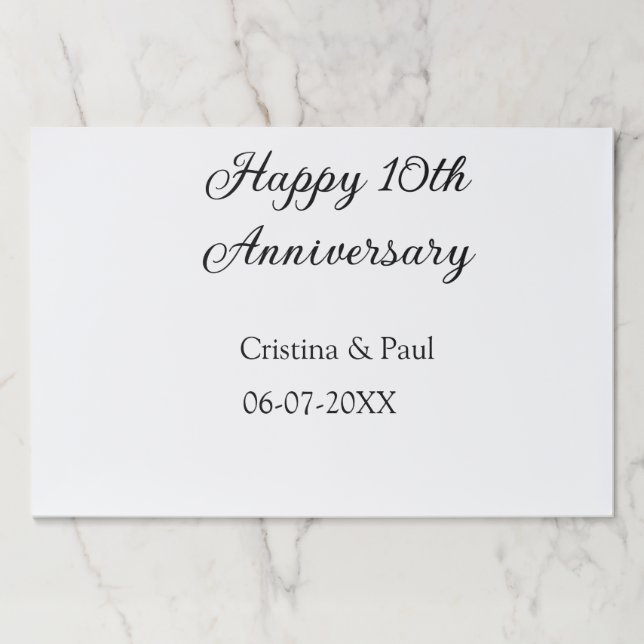 Happy 10th anniversary simple minimal wedding name paper pad (Front)