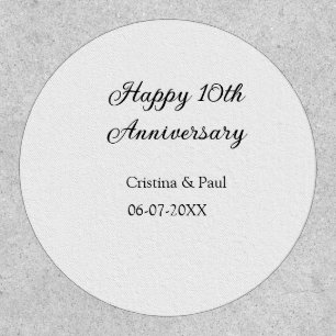 Happy 10th anniversary simple minimal wedding name patch