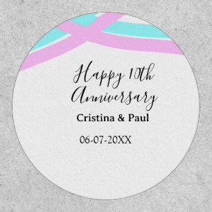 Happy 10th anniversary simple minimal wedding name patch