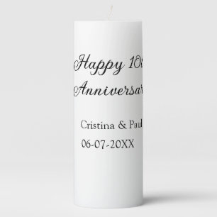 Happy 10th anniversary simple minimal wedding name pillar candle
