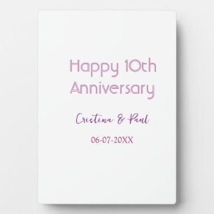 Happy 10th anniversary simple minimal wedding name plaque