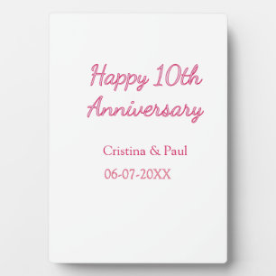 Happy 10th anniversary simple minimal wedding name plaque