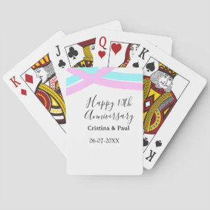 Happy 10th anniversary simple minimal wedding name poker cards