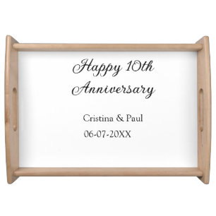 Happy 10th anniversary simple minimal wedding name serving tray