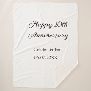 Happy 10th anniversary simple minimal wedding name sherpa blanket