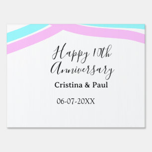 Happy 10th anniversary simple minimal wedding name sign