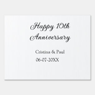 Happy 10th anniversary simple minimal wedding name sign