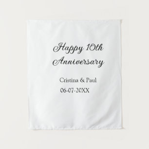 Happy 10th anniversary simple minimal wedding name tapestry
