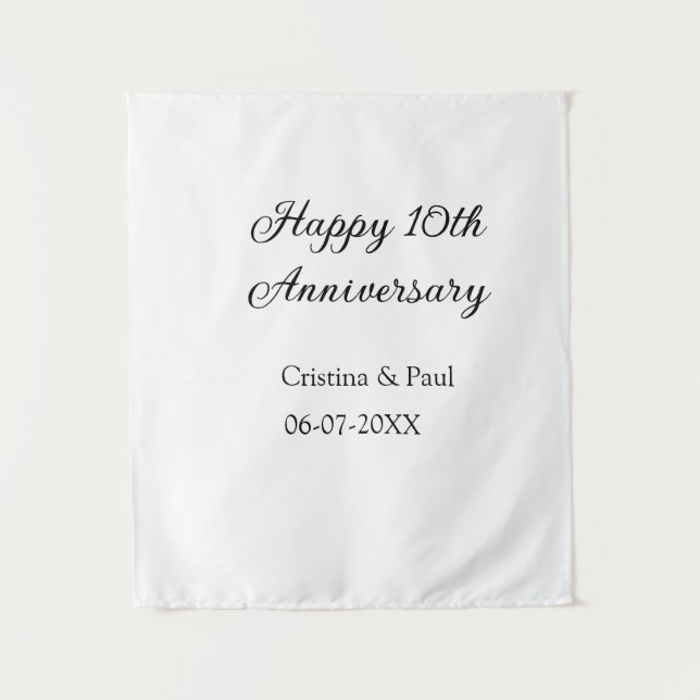 Happy 10th anniversary simple minimal wedding name tapestry (Front)