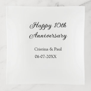 Happy 10th anniversary simple minimal wedding name trinket tray