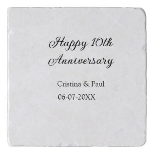 Happy 10th anniversary simple minimal wedding name trivet