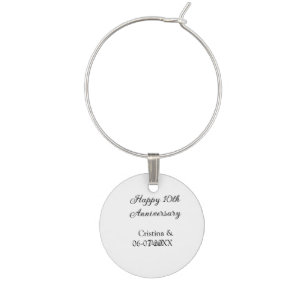 Happy 10th anniversary simple minimal wedding name wine charm