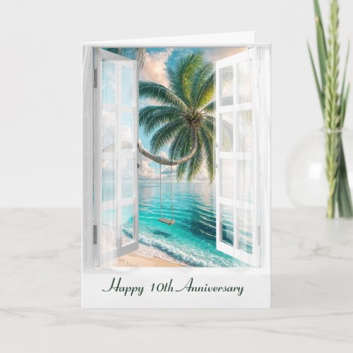 Happy 10th Anniversary Tropical Window  Card