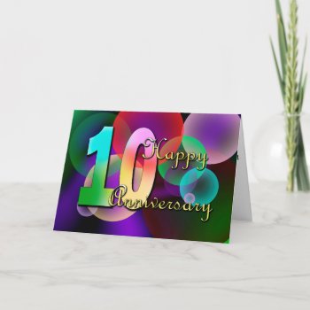 Happy 10th Anniversary (wedding Anniversary) Card by CBgreetingsndesigns at Zazzle