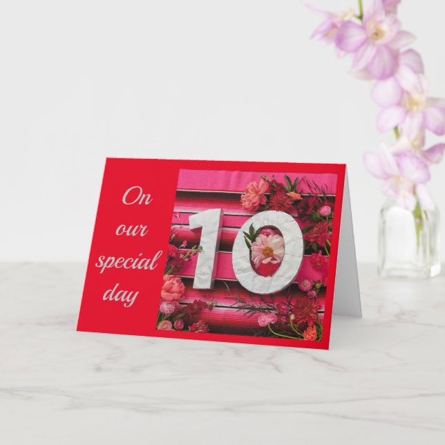HAPPY **10th ANNIVERSARY** WIFE OR HUSBAND Card (Orchid)