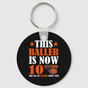 Happy 10th Birthday 10 Year Old Basketball 10th Bi Keychain