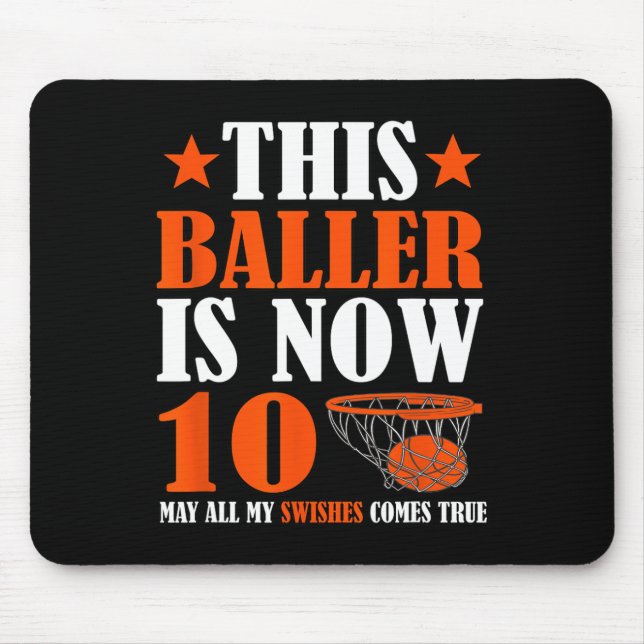 Happy 10th Birthday 10 Year Old Basketball 10th Bi Mouse Pad (Front)