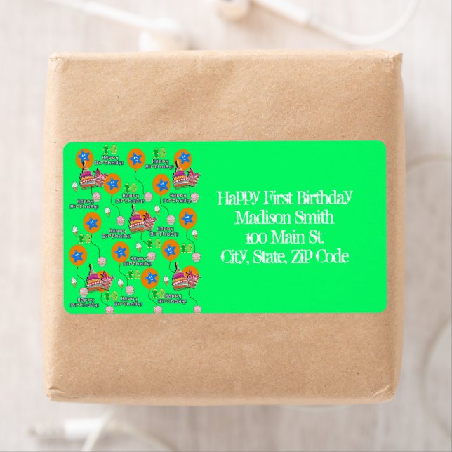 Happy 10th Birthday Address Labels, Green Label (Insitu)