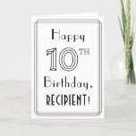 [ Thumbnail: Happy 10th Birthday, Art Deco Style W/ Custom Name Card ]