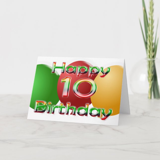 Happy 10th Birthday Balloon Card (Front)