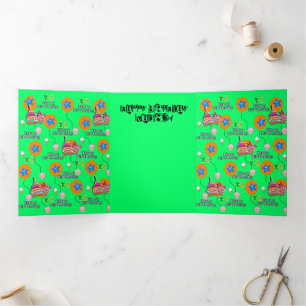 Happy 10th Birthday Card, #10 Green Tri-Fold Card