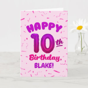 Happy 10th Birthday Card with Custom Name