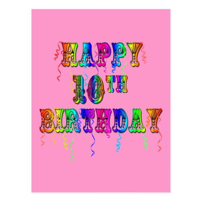 Happy 10th Birthday Gifts and Birthday Apparel Postcard